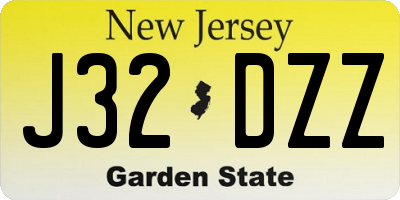 NJ license plate J32DZZ