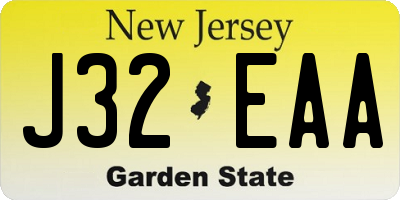 NJ license plate J32EAA