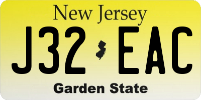 NJ license plate J32EAC