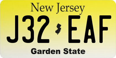 NJ license plate J32EAF