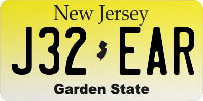 NJ license plate J32EAR