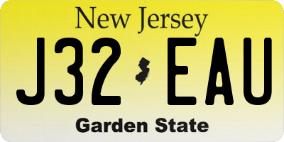 NJ license plate J32EAU