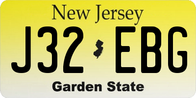 NJ license plate J32EBG