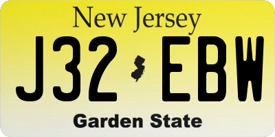 NJ license plate J32EBW