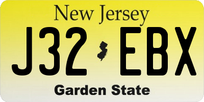 NJ license plate J32EBX