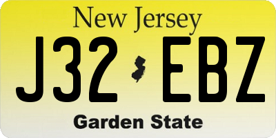 NJ license plate J32EBZ