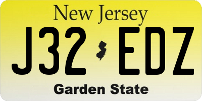 NJ license plate J32EDZ