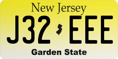 NJ license plate J32EEE