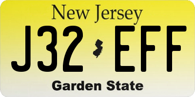 NJ license plate J32EFF