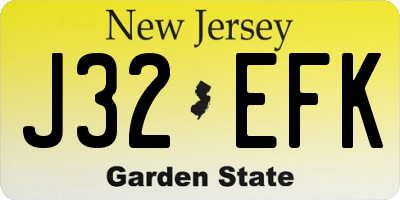 NJ license plate J32EFK