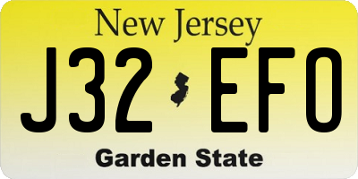 NJ license plate J32EFO