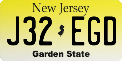 NJ license plate J32EGD