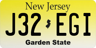 NJ license plate J32EGI