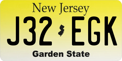 NJ license plate J32EGK