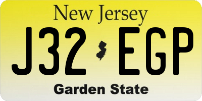 NJ license plate J32EGP