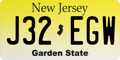 NJ license plate J32EGW