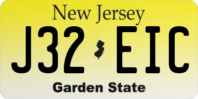 NJ license plate J32EIC