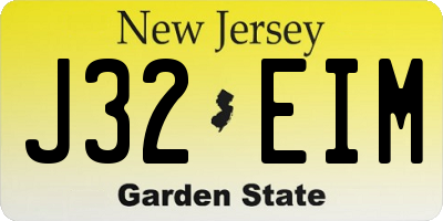 NJ license plate J32EIM