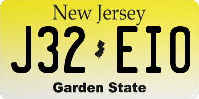 NJ license plate J32EIO