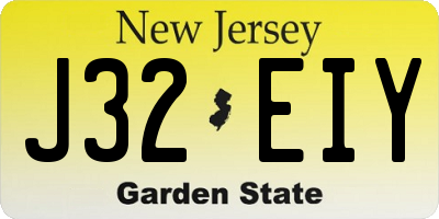 NJ license plate J32EIY
