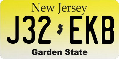 NJ license plate J32EKB