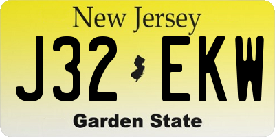 NJ license plate J32EKW