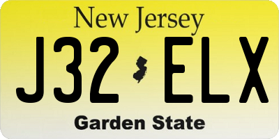 NJ license plate J32ELX