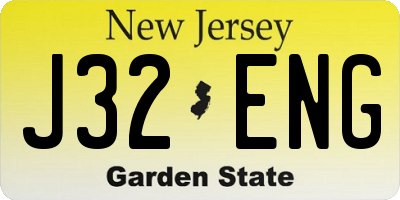NJ license plate J32ENG