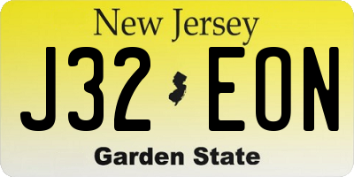 NJ license plate J32EON