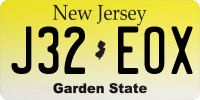 NJ license plate J32EOX