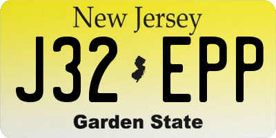 NJ license plate J32EPP