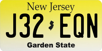 NJ license plate J32EQN
