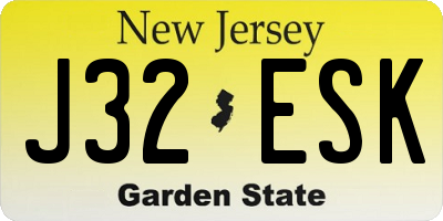 NJ license plate J32ESK
