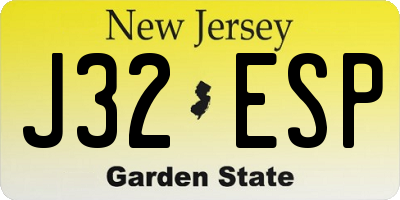 NJ license plate J32ESP