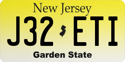 NJ license plate J32ETI