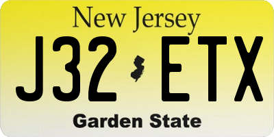 NJ license plate J32ETX
