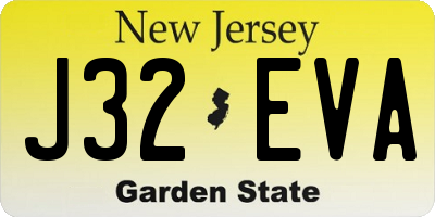 NJ license plate J32EVA