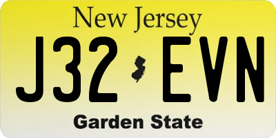 NJ license plate J32EVN