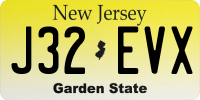 NJ license plate J32EVX