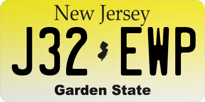 NJ license plate J32EWP