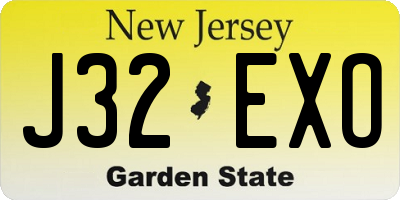 NJ license plate J32EXO