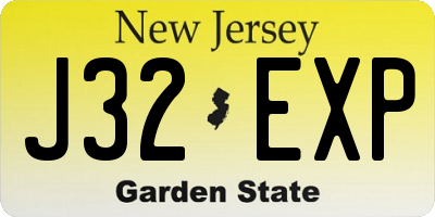 NJ license plate J32EXP