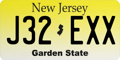 NJ license plate J32EXX