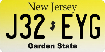 NJ license plate J32EYG