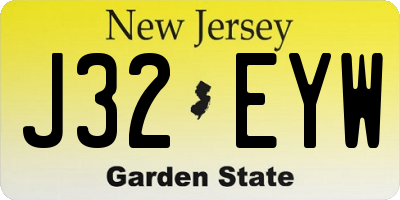 NJ license plate J32EYW
