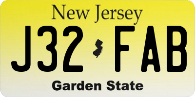 NJ license plate J32FAB