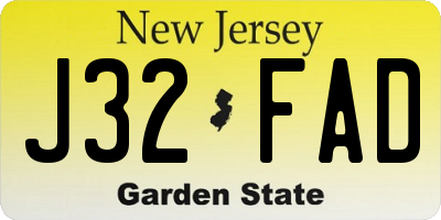 NJ license plate J32FAD