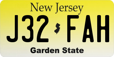 NJ license plate J32FAH