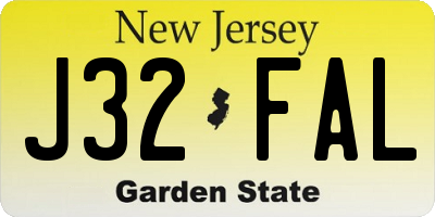 NJ license plate J32FAL