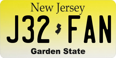 NJ license plate J32FAN